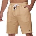 thumbnail image 2 of Men's Cotton Shorts Casual Elastic Waist Drawstring Summer Beach Vacation Yoga Golf Shorts with Zipper Pockets, 2 of 7