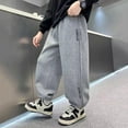 thumbnail image 6 of Atogsazn Kids Boys Wide Leg Pant Children Sherpa Lined Baggy Loose Fits Sweatpant Fleece Jogger Trouser with Pocket 04-Gray 7-8 Years Fashion, 6 of 9