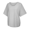 thumbnail image 4 of Babysbule Women's Tops Women Casual Summer Solid O-Neck Short Sleeves Plus Size Top T-Shirt Blouse, 4 of 9