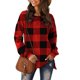 thumbnail image 1 of Jersey femenino a cuadros de manga larga para mujer sudadera con capucha deportiva con abertura en la parte inferior informal para niña, rojo, 3XL Noticed AP003845-18, 1 of 4