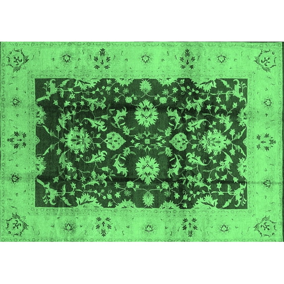 Ahgly Company Indoor Rectangle Oriental Emerald Green Traditional Area Rugs, 6' x 9'