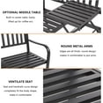 thumbnail image 4 of VINGLI 59" Outdoor Black Bench with Pullout Middle Table with Waterproof Cover, Cast Iron Steel Frame Chair Front Porch Path Yard Lawn Decor Deck Patio Garden, 4 of 8