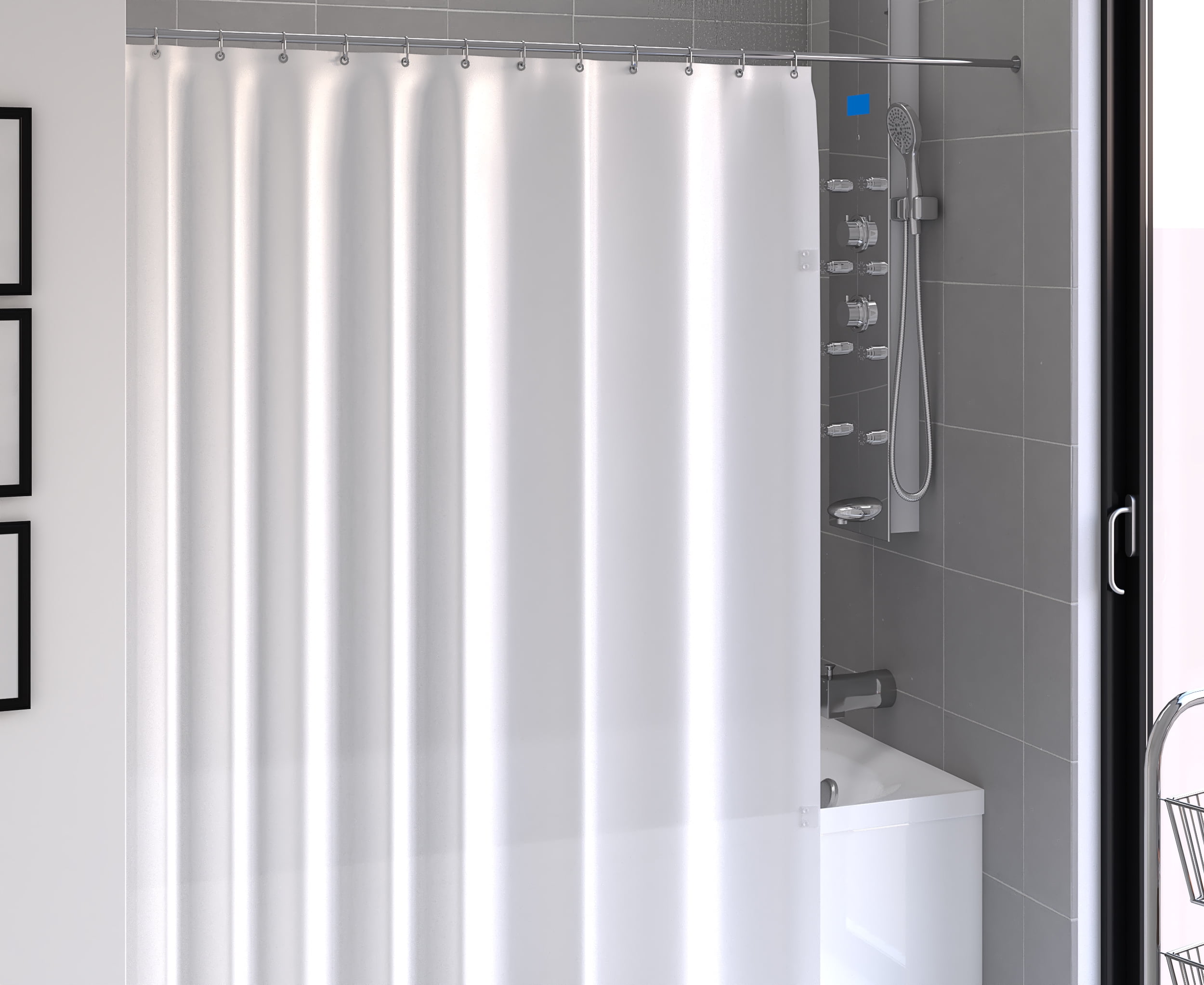 Fancy Bath Outlet Commercial Grade Vinyl Shower Curtain Liner White 70