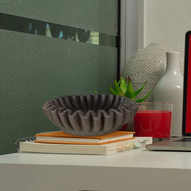 Cuenco decorativo de resina con volantes | Centro de mesa blanco en forma de flor | Decoración moderna del hogar para sala de estar, mesa de café, estantería, entrada | Bandeja de almacenamiento de
