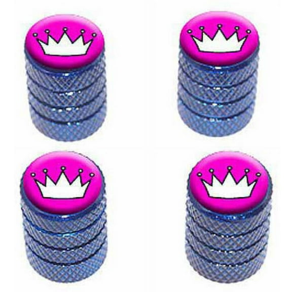 Princess Crown Tiara Tire Rim Wheel Aluminum Valve Stem Caps, Multiple Colors