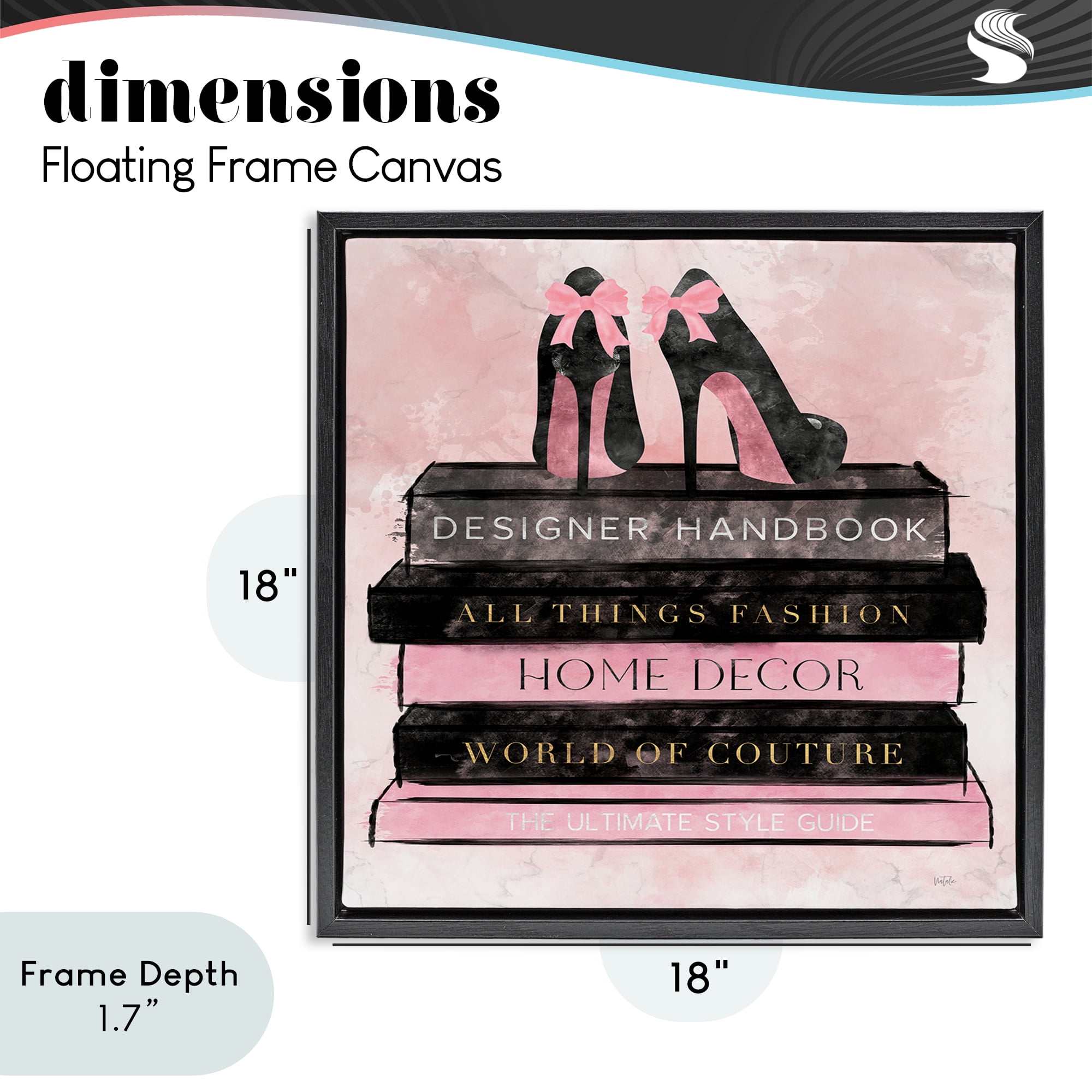 Stupell Industries All Things Fashion Book Stack Black Framed Floater Canvas Wall Art, design by Natalie Carpentieri