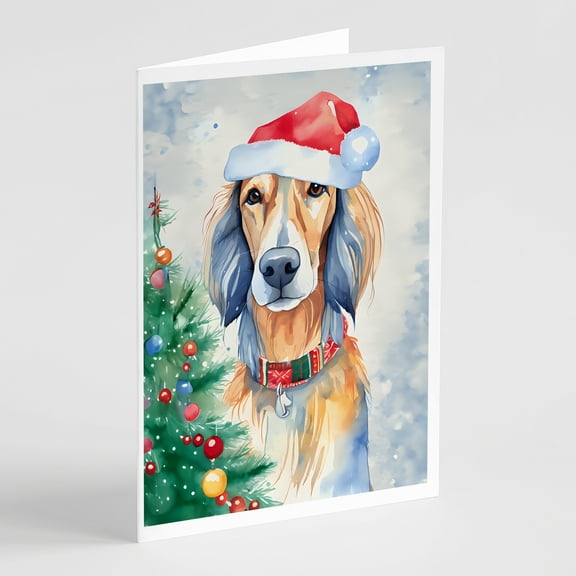 Saluki Christmas Greeting Cards Pack of 8 7 in x 5 in