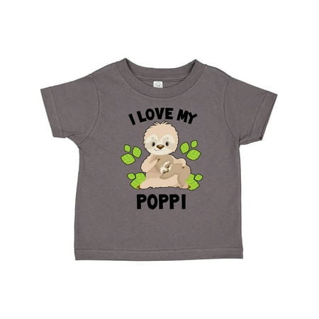 

Inktastic Cute Sloth I Love My Poppi with Green Leaves Gift Toddler Boy or Toddler Girl T-Shirt