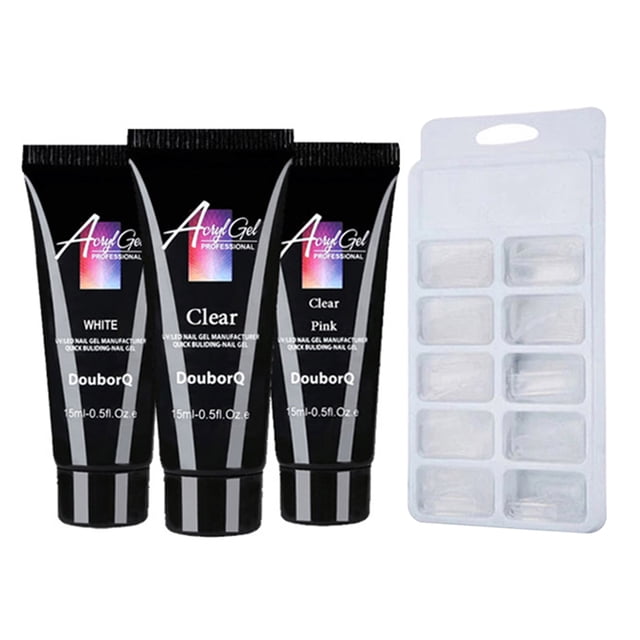 Yeacher Nail Glue Nail Extension + 48Pcs Quick Building Mold Tips Gel Builder Set Quick Dry Nail Art Tools