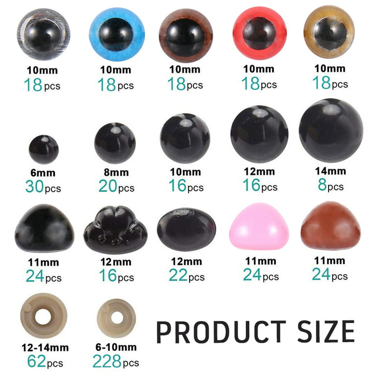 50 pcs 6~12 mm Safety Eyes, 25 pcs 9~12 mm Safety Noses for Dolls Sewing 4  Colours - AliExpress
