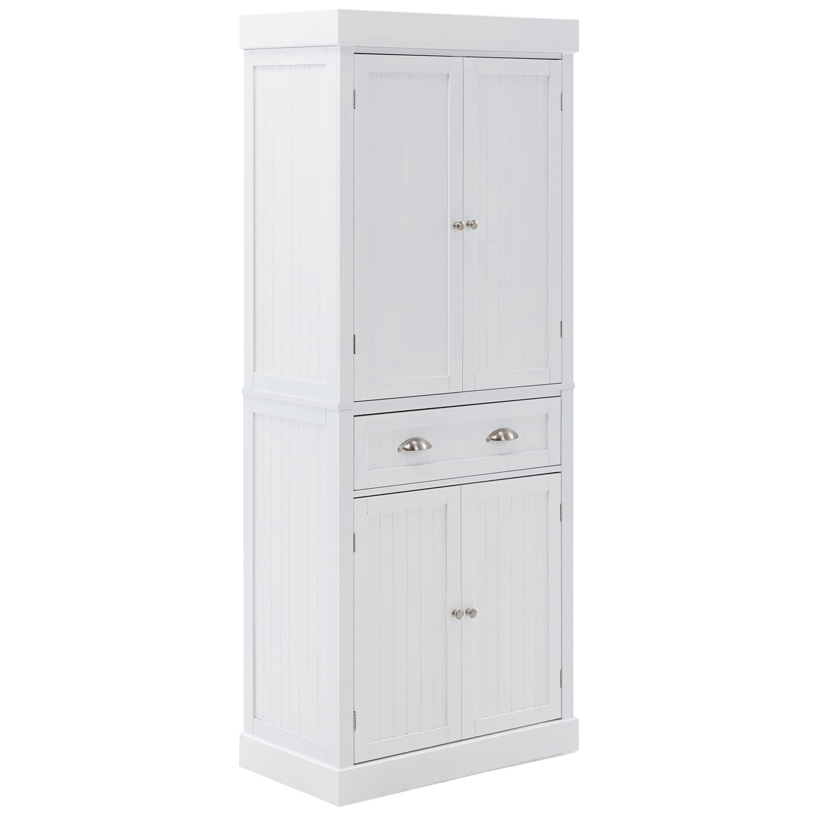 PWFE Kitchen Pantry Storage Cabinet, 72" Traditional Kitchen Pantry Cabinet, 6-Tier Freestanding Buffet Cupboards for Kitchen Storage(White)