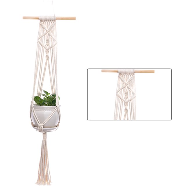 Bearachild Cestas colgantes 100 hechas a mano, soporte para plantas, macramé, colgador de plantas, maceta para colgar en la pared interior, soporte para Jardín y Patio No.02 Bearachild HA001777-02