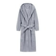 thumbnail image 3 of Fanxing Mens Plush Soft Robes with Hood, Full Length Fleece Thick Robe for Men Long Sherpa Bathrobe Gray L, 3 of 3