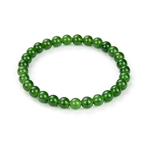 Real Natural Green Jade Gemstone Beaded Bracelet 7 Inch Stretch Bracelet Chakras Healing Crystal Stone Jewelry Energy Quartz Rock GB6-A54