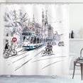 thumbnail image 1 of Ambesonne Sketchy Shower Curtain, Amsterdam Cityscape, 69"Wx84"L, Blue Lilac White, 1 of 3