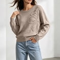 thumbnail image 3 of CHGBMOK Cropped Knit Sweater for Women Crew Neck Long Sleeve Drop Shoulder Pullover Relaxed Fit Casual Tops, 3 of 9