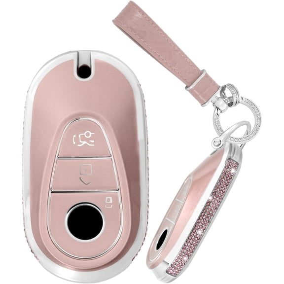 Key Fob Cover Compatible with Mercedes Benz A B C G R M E S Class C300 AMG GLC 300 GLA Maybach S 680 2025-2026 Keychain Case Holder Protector,A Pink