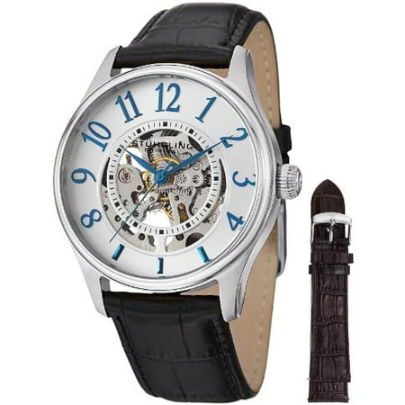 Stuhrling Original Men's 746L.SET.01 Delphi Solaris Automatic Skeleton Silver Watch with Additional Strap