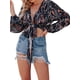 thumbnail image 5 of SAYOO Blusas de Manga Larga para Mujer, Floral/Geometría/Blusa de Cuello en V con Estampado de Leopardo, Tops Simples Elegantes Informales SAYOO casual, 5 of 9