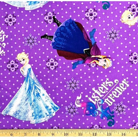 1 Yard - Disney Frozen Princess Elsa & Anna Sisters Forever on Lavender Cotton Fabric (Great for Quilting, Sewing, Craft Projects, Throw Pillows & More) 1 Yard X 44" Wide