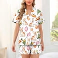 thumbnail image 2 of Women's 2 Piece Pajamas Sets with Pockets Casual Button Down Lapel Short Sleeve Tops Shorts Funny Cute Holiday Sleepwear Orange|2XL, 2 of 5
