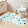thumbnail image 2 of Blue Aqua Flower Bath Mat 3 Piece Bathroom Rug Set, White Floral Plant Herb Botanical Non Slip Bath Rug Contour Mat and Toilet Lid Cover, Absorbent Shower Mats Soft Bath Rugs and Mats Sets, 2 of 8