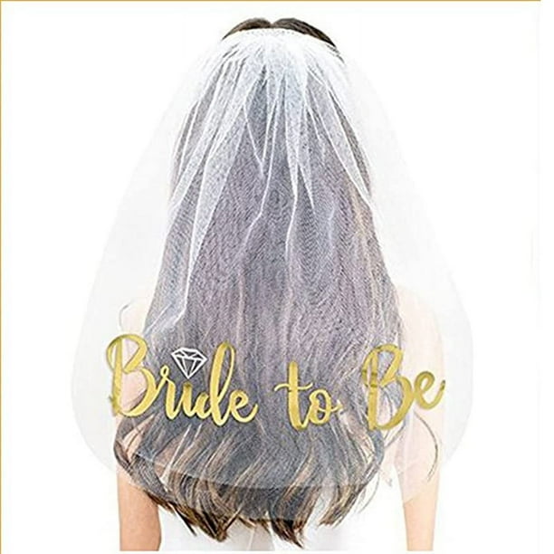 Zhuge Velo de novia, velo de novia, velo de boda, velo corto blanco con peine para boda, accesorios para despedida de soltera, blanco B