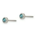 thumbnail image 2 of Inverness Titanium 4mm Aqua Crystal Bezel Earrings, 2 of 3