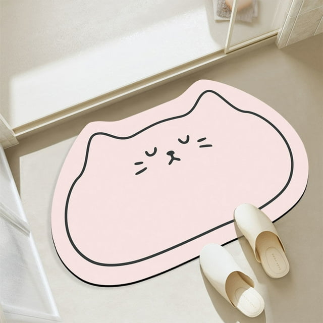 Uuiauoio Cat Rug, Bath Mat, Cat Bathroom Decor for Home, Cute Small Bath Mat Indoor Gifts 15.75×23.62 Inch, Non Slip Strong Absorbent Soft Washable Animal Bathroom Rug for Tub, Door, Shower Room