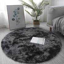 AUQ Luxury Round Fluffy Area Rugs for Bedroom Room Nursery,Super Soft Anti-Skid Circle Rug Cute Shaggy Carpet for Children Living Room,Dark Gray 2x2ft