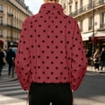 thumbnail image 2 of QIYAGBSA Button Down Jackets for Women Soft Polka Dot Stand Collar Drawstring Hem Long Sleeve Lightweight Fall Casual Outerwear with Side Pockets Outerwear Jackets(Wine, L), 2 of 8