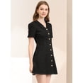 thumbnail image 4 of INSPIRE CHIC Robe en Denim Évasée pour Femme, Couleur Unie, Col Rabattu, Noir, TG, 4 of 6