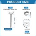 thumbnail image 2 of Uxcell Wing Butterfly Screw, 304 Stainless Steel Wing Nuts and Bolts Machine Fastener Thumb Hand Screw M6-1 x 50 mm, 2 of 7