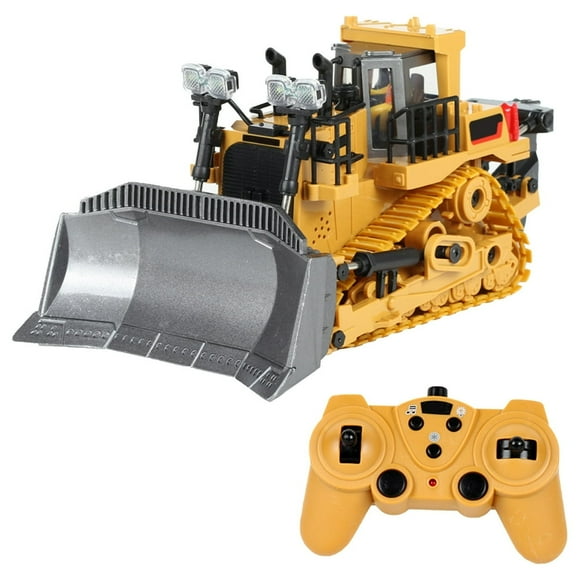 MesaSe BC1031 Alloy Remote Control Bulldozer 1/24 RC Car 2.4Ghz 9 Channel Dozer Front Loader Toy with Light and Sound Kids Toy for Boys Children