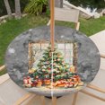 thumbnail image 6 of Round Outdoor Tablecloth with Umbrella Hole and Zipper, Gray Christmas Tree Fitted Table Cover with Elastic Edge for 55-60 Inch, Watercolor Xmas Snowflake Waterproof Patio Tablecoths for Picnic, 6 of 9