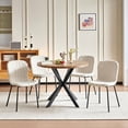 thumbnail image 4 of NORDICANA 37 Inch Round Dining Table Set for 4, Modern Small Circle Kitchen Coffee Set for Apartment Living Room Office, Save Space(Brown Wooden Table + 4 White Boucle Chairs), 4 of 9