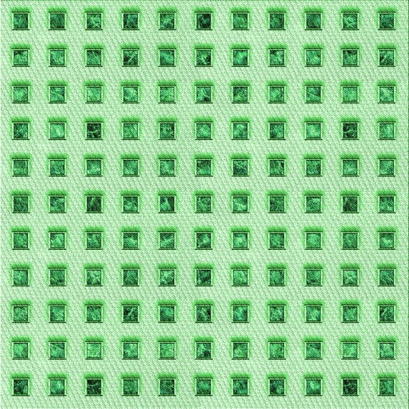 Ahgly Company Machine Washable Indoor Square Transitional Green Area Rugs, 6' Square