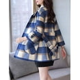 thumbnail image 4 of Kukuzhu Women’s Woolen Blend Plaid Trench Coat Double Breasted Belted Overcoat Pea Coat, 4 of 6