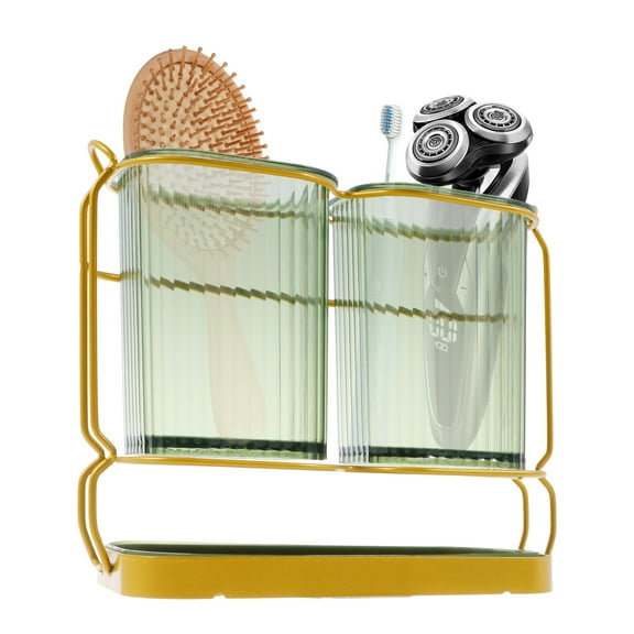 Toothbrush Holders with Drain Tray Practical Tooth Brush Organizer Reusable Toothpaste Organizer Stylish Toothpaste Caddy Multifunctional Utensil Holder Tooth Brush Organizer for Home