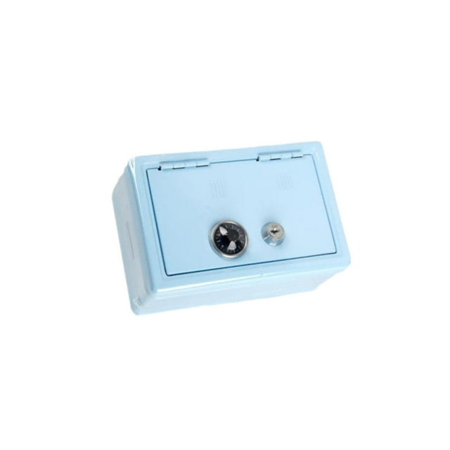 relayinert Iron Piggy Bank Bank with Case Decor Saving Storage Money Box Lock Home Blue