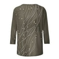 thumbnail image 5 of Tops for Women Plus Size 3/4 Sleeve Round Neck Printed Shirts Casual Summer T-Shirts 2-Khaki L, 5 of 6
