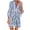 Blue, variant on qolati Women's Summer Boho Mini Dress Ethnic Floral Print Puffy Sleeve A-Line Dress Casual Loose V Neck Tassel Hem Beach Sundress
