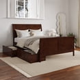 thumbnail image 1 of Portland Full Storage Wood Platform Bed with Matching Footboard in Walnut, 1 of 11