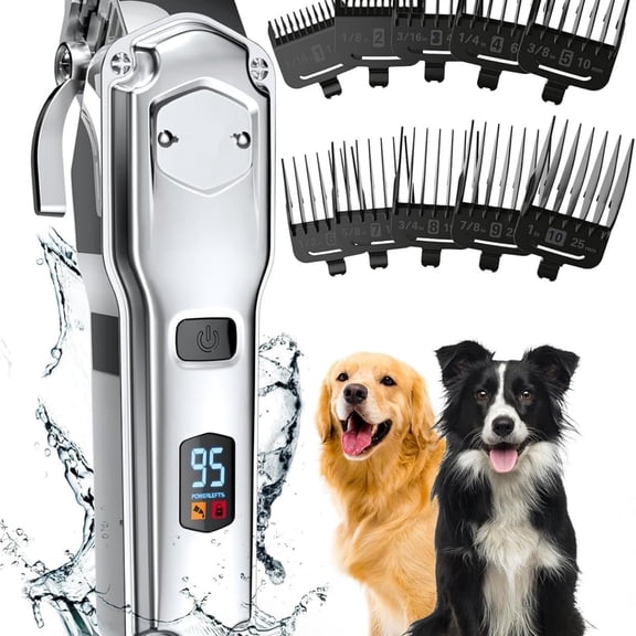 Dog Clippers for Grooming for Thick Heavy Coats/Low Noise Rechargeable Cordless Pet Shaver with Stainless Steel Blade/Waterproof Dog Shaver for Dogs Pets and Animals