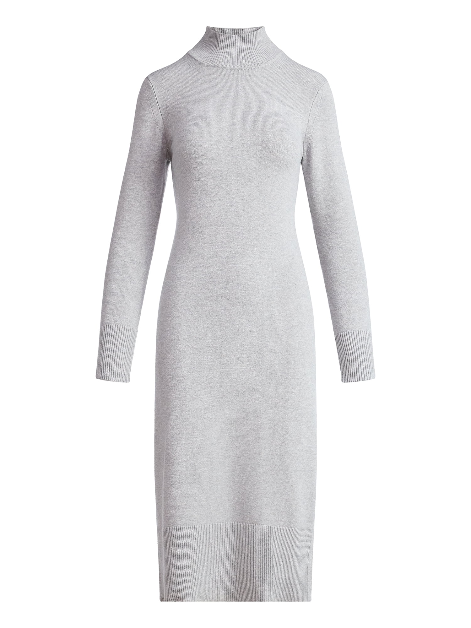 Free Assembly Women's Turtleneck Sweater Midi Dress with Long Sleeves, Sizes XS-XXL