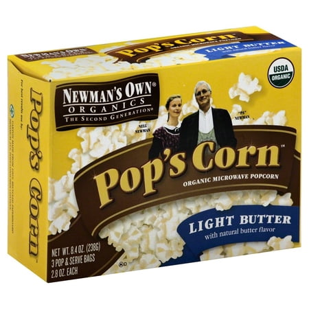 Newman's Own Organics Organic Pop's Light Butter Microwavable Corn 3/2.8 Ounce