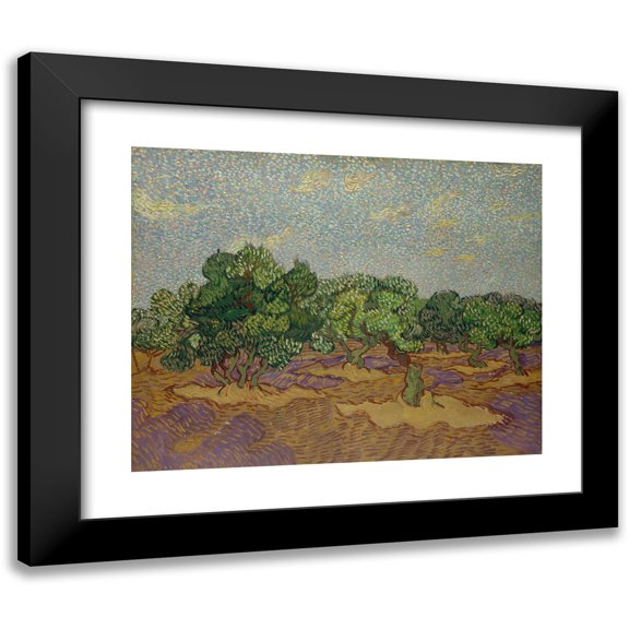 Vincent van Gogh 14x12 Black Modern Framed Museum Art Print Titled - Olive Trees (1889)