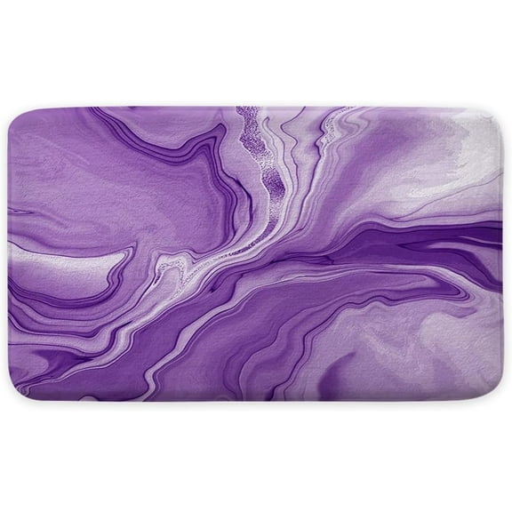Purple Bathroom Rug Mat, Abstract Marble Bath Mats for Bathroom Non Slip, Modern Bath Rug Soft Luxury Microfiber Floor Rug for Tub Shower 17" x 29"