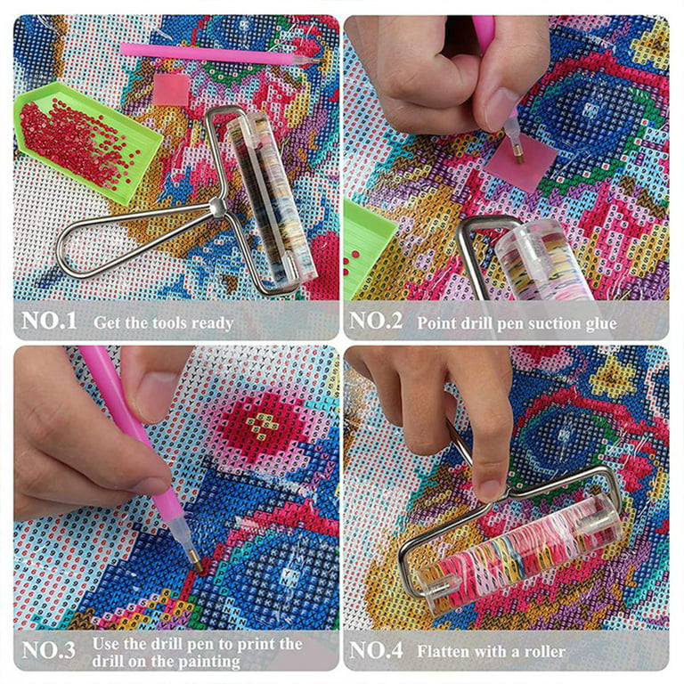3pcs/set Diamond Painting Supplies DIY Craft 360° Point Drilling Pen 3  Sizes Plastic Efficient Sticky Roller for Painting Tool