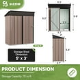 thumbnail image 3 of Bapipro 5' x 3' ft Outdoor Storage Shed with Base Frame, Garden Shed with Lockable Door，Metal（Brown）, 3 of 8
